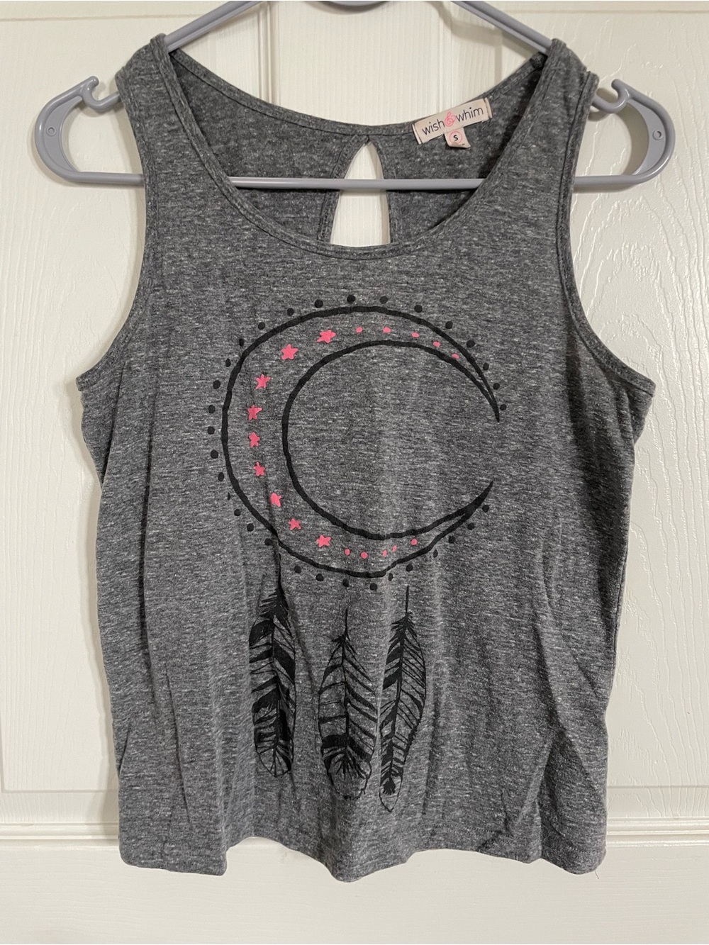 Wish & Whim Dark Grey Dream Catcher Cropped Tank size S